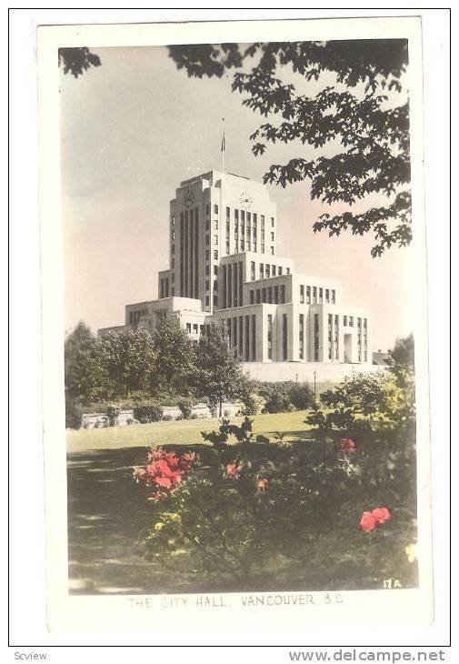 RP; Hand-colored, The City Hall, Vancouver, British Columbia, Canada, 10-20s