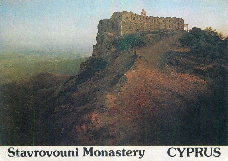 Postcard Cyprus stavrovouni monastery church tower fortress castle palace hill