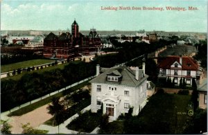 Postcard MB Winnipeg Looking North from Broadway Big Houses ~1910 J10
