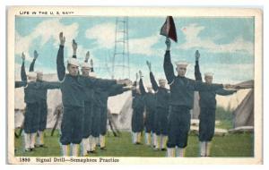 WWI-Era Signal Drill, Semaphore Practice, Life in the Navy Postcard