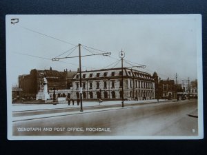 Lancashire ROCHDALE Cenotaph & Post Office - Old RP Postcard