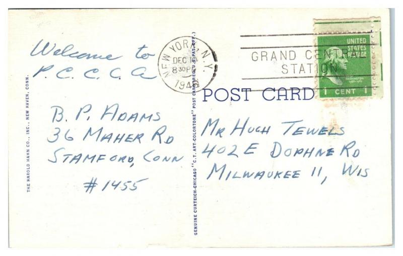 1946 Norwalk Yacht Club, Norwalk, CT Postcard *4U