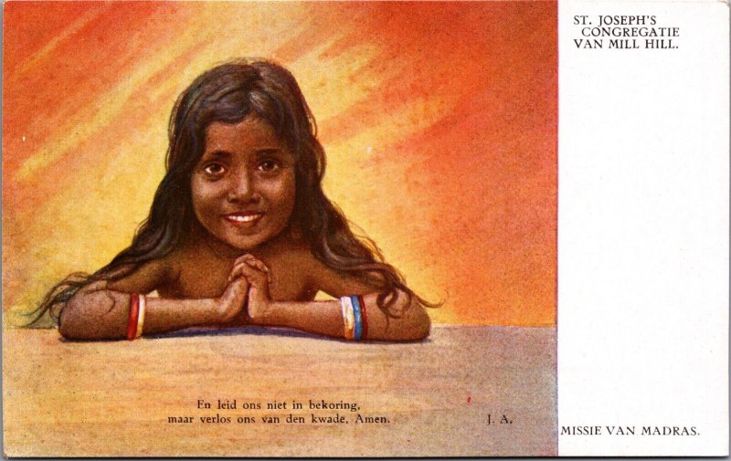 India St Joseph's Congregatie Van Mill Hill Madras Girl Vintage Postcard C150