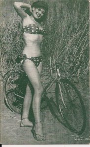 Arcade Card,Sexy Woman, ca. 1950-60's Bikini, Swimsuit, Bicycle, Pretty Girl 32