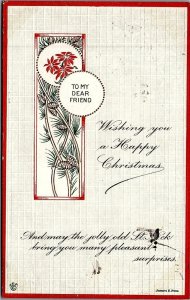 1914 HAPPY CHRISTMAS NORTH WALES PA POINSETTIA JAMES E PITTS POSTCARD 20-118