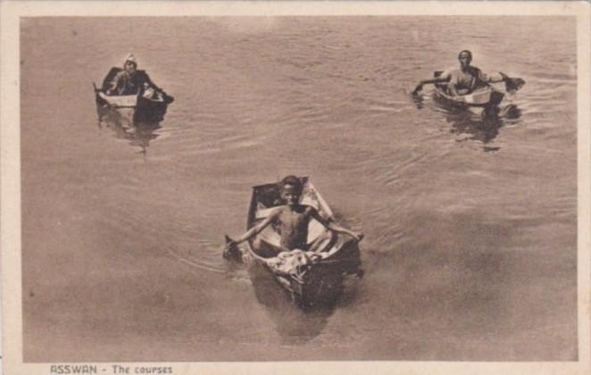 Egypt Asswan The Courses Young Boys In Boats On The Nile