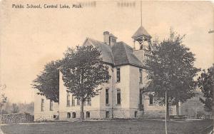 E50/ Central Lake Michigan Postcard 1909 Public School Building