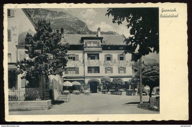 dc1255 - GERMANY Garmisch 1936 Brausuberl Hotel. Olympic Slogan