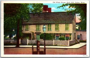 VINTAGE POSTCARD THE OLD WITCH HOUSE (BUILT 1635) AT SALEM MASSACHUSETTS