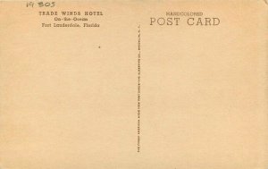 Fort Lauderdale Florida Trade Winds Hotel Albertype roadside Postcard 21-8621