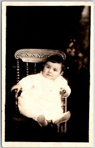 Cute Baby Infant Sitting On Chair Infant Photoshoot Real Photo RPPC Postcard