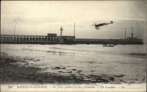 Pioneer Aviation Boulogne-sur-Mer France Airplane Lighthouse c1910 Postcard