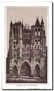 Old Postcard Facade of the Cathedral of Amiens