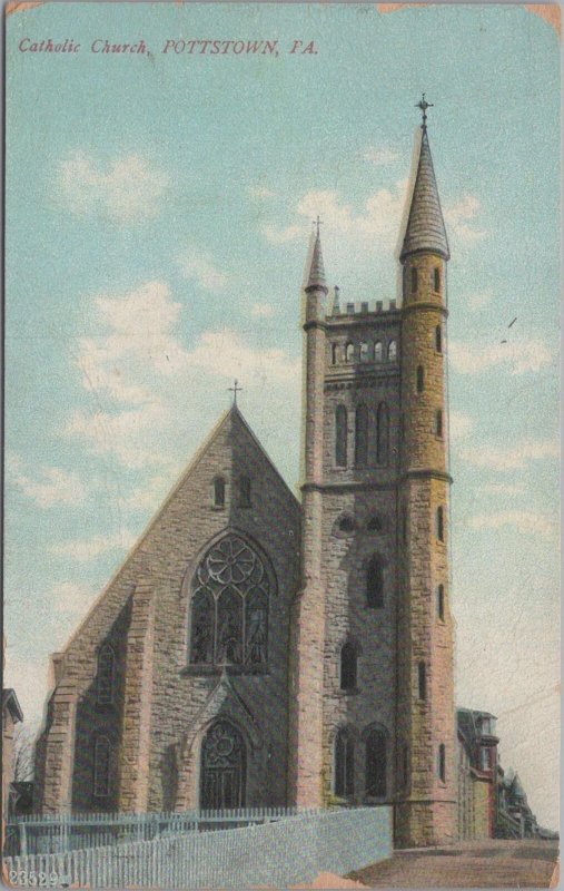 Postcard Catholic Church Pottstown PA