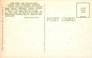 VINTAGE POSTCARD FARM OFFICE & STALLION BARN CALUMET FARM LEXINGTON KENTUCKY