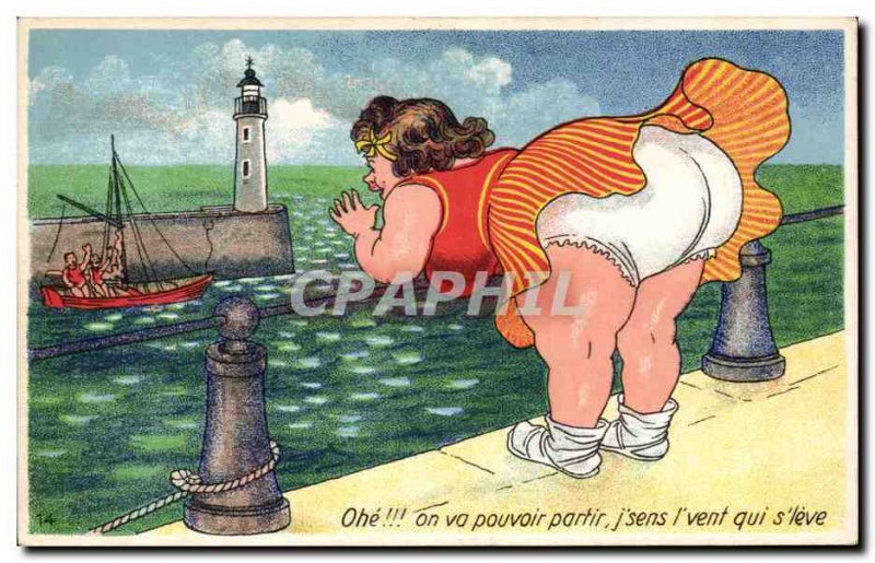 Postcard Old Humor BBW Lighthouse Lighthouse Ohe we will be able to leave :::