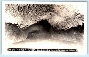 RPPC  SHOSHONE ICE CAVES ID Idaho  MIDDLE CHAMBER c1940s Real Photo Postcard