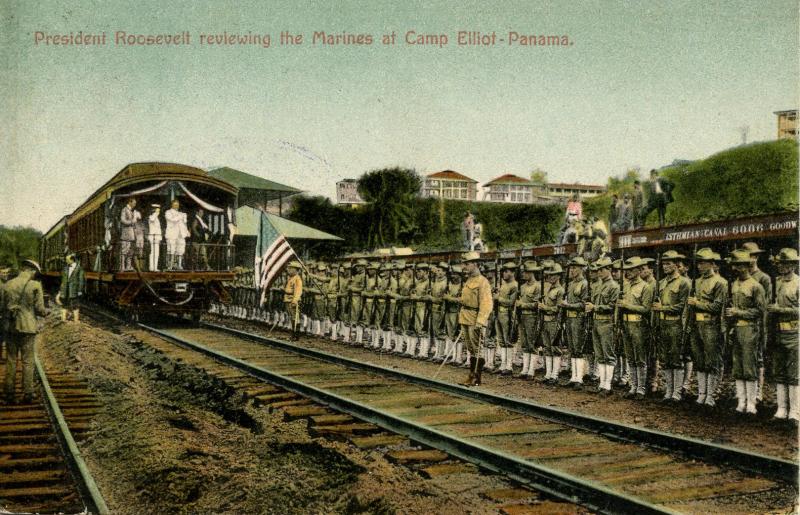 Panama - Camp Elliot. President Roosevelt Reviewing the Marines