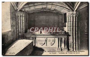 Guerande Old Postcard Interior of the collegiate crypt tomb of Tristan Carné