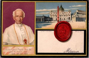 Vatican City Rome Pope Leo XIII Vintage Postcard 04.14 