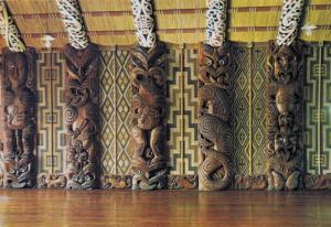 Carved Panels Tukutuku Whare Runanga Wai-tangi NZ New Zealand Postcard D31