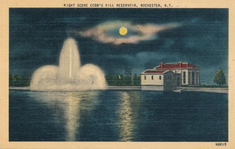 Night Scene at Cobb's Hill Reservoir, Rochester, New York - Linen