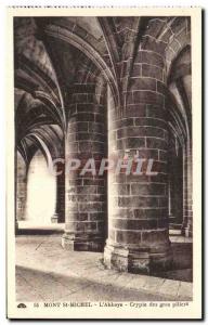 Old Postcard Mont St Michel L & # 39Abbaye Crypt big pillers