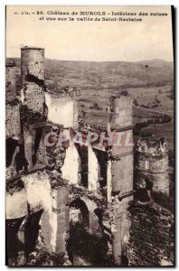 Old Postcard Chateau Murols Interior ruins and overlooking the valley of Sain...