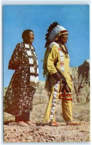 Sioux Native American CHIEF DAN BEARD & WIFE c1950s South Dakota? Postcard