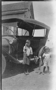 Coleman Wisconsin Children with Fish and Car Real Photo Antique Postcard J46240