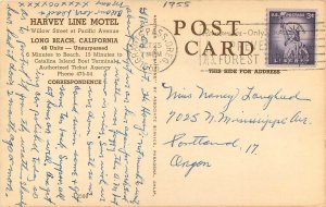 Postcard 1955 California Long Beach Harvey Motel roadside occupation 23-11205