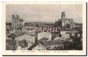 Toul illustrates Old Postcard General view The two churches