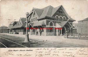 IN, Muncie, Indiana, Union Railroad Depot Station, Exterior View, 1908 PM