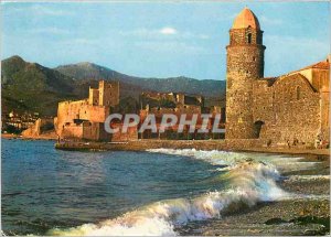 Postcard Modern Vermeille Collioure Catalan city Riviera Tower of the church ...