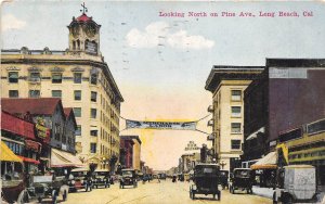 Long Beach California 1921 Postcard Looking North On Pine Avenue
