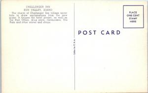 SUN VALLEY, ID Idaho    CHALLENGER  INN    c1950s   Linen   Roadside  Postcard