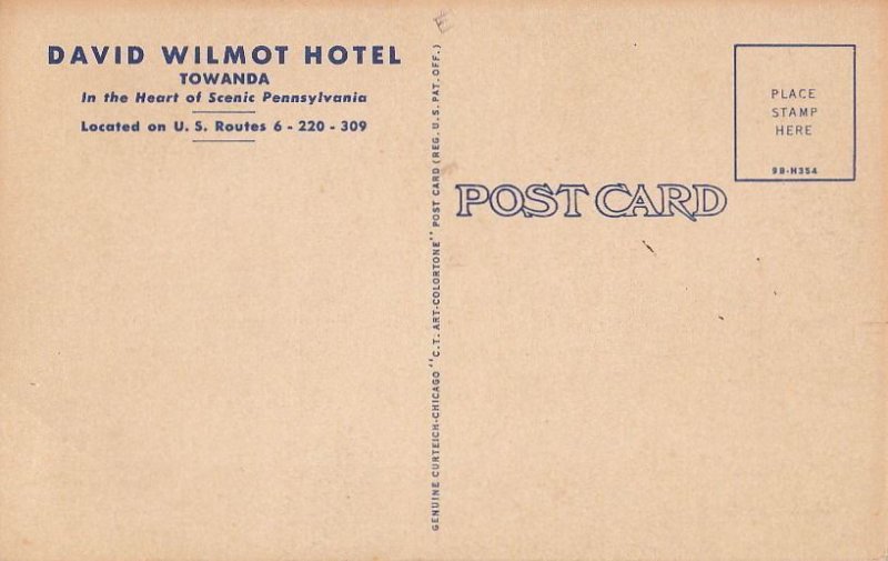 Postcard David Wilmot Hotel Towanda PA