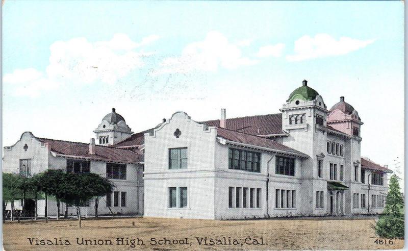 VISALIA, CA California    HIGH  SCHOOL   c1910s   Tulare County   Postcard