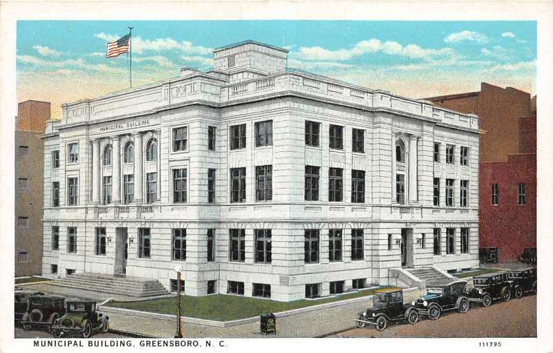 H62/ Greensboro North Carolina Postcard c1920s Municipal Building 14