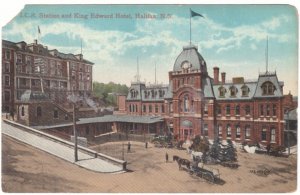 ICR Station And King Edward Hotel, Halifax NS, Antique Valentine & Sons Postcard