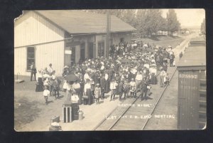 RPPC MANTON MICHIGAN RAILROAD DEPOT TRAIN STATION 1911 REAL PHOTO POSTCARD