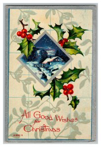 1908 Postcard All Good Wishes For Christmas Vintage Standard View Card