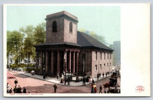 Boston Massachusetts~Kings Chapel Bldg Street View~Detroit Pub Co Vtg Postcard