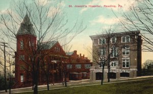 Saint Joseph's Hospital Reading Pennsylvania Medical Building Landmark Postcard