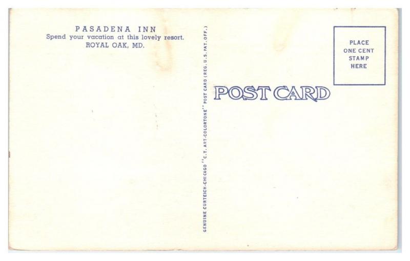 Pasadena Inn, Royal Oak, MD Postcard