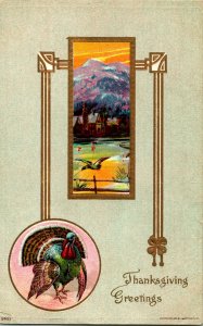 Vtg Postcard 1909 Art Deco Thanksgiving Turkey Greetings James Bien & Co