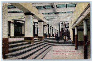 1911 Twenty Third Street Subway Station Interior Stair New York Vintage Postcard 