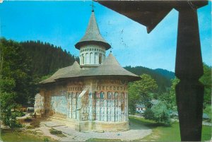 Postcard XV century historical site monument Voronet Church Romania