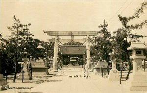 c1920 RPPC Postcard; Minatogawa Shinto Shrine, Kobe Japan Torii Gate