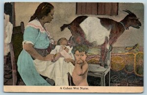 Postcard Cuba Havana A Cuban Wet Nurse Baby Drinking Goat Milk X3